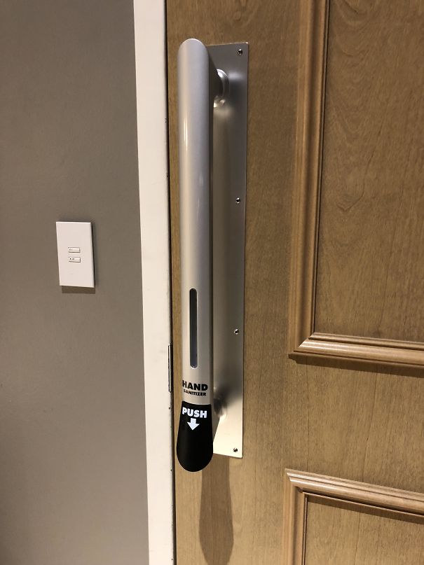 This Bathroom Door Handle Has A Built-In Hand Sanitizer Dispenser