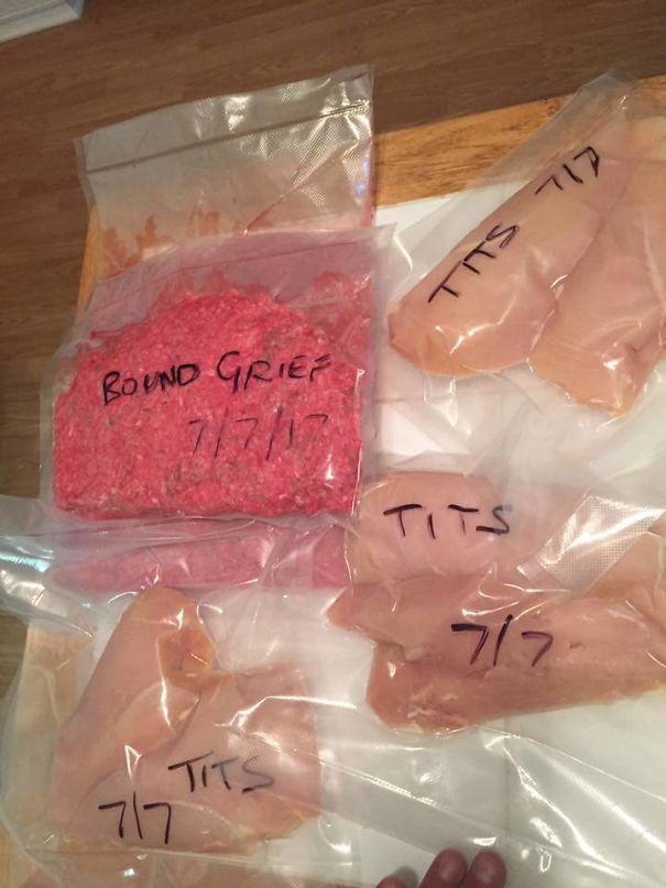 When You Let Your Husband Help With The Sorting/Sealing/Labeling Of Meat