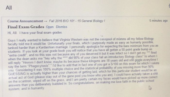 The Professor Is Not Mad... Just Disappointed