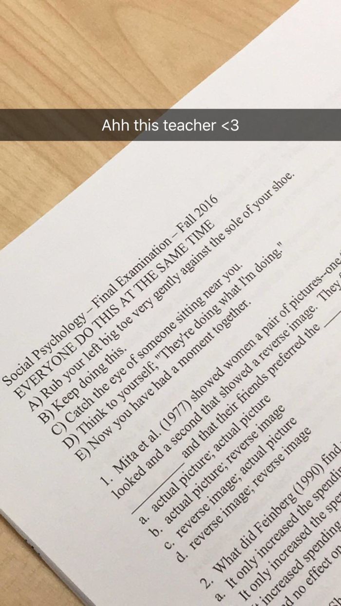 Girlfriend's Professor Started Off His Exam Right