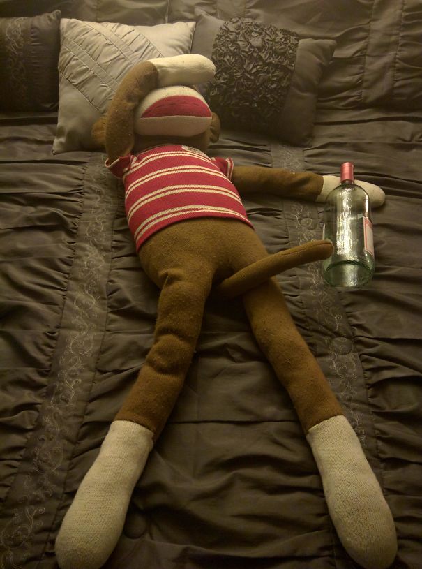 I Like To Leave Our Giant Sock Monkey Posed For The Wife To Find. She's Never As Amused As I Am