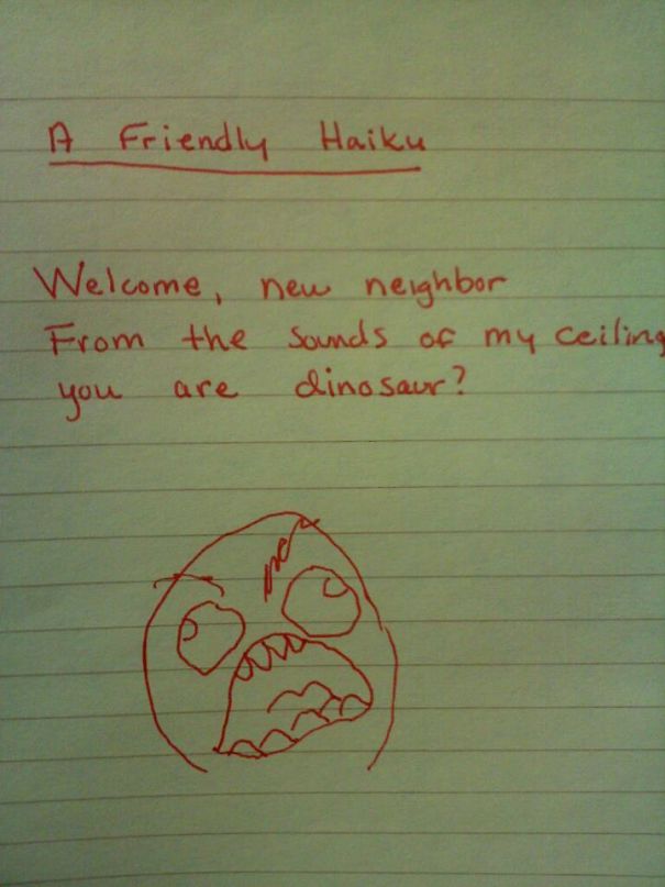 Dinosaur Neighbor Haiku