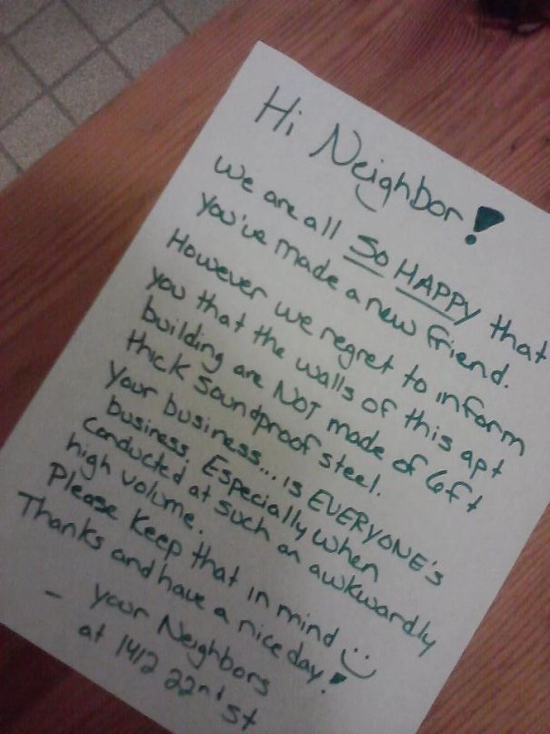 After Being Subjected To Ridiculously Loud Sex Noises Morning, Noon, And Night For The Last Two Weeks, I Left This Friendly Reminder On My Upstairs Neighbor's Car Today