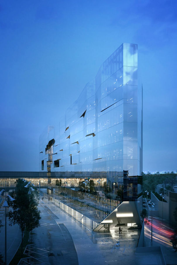 Due To The Lighting, Angle And Mirrored Glass, This Building Looks Nearly Invisible