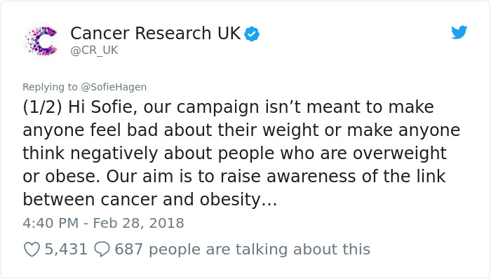 Plus-Size Comedian Accuses Cancer Research Ads Of Fat-Shaming, And Here's How They Reply