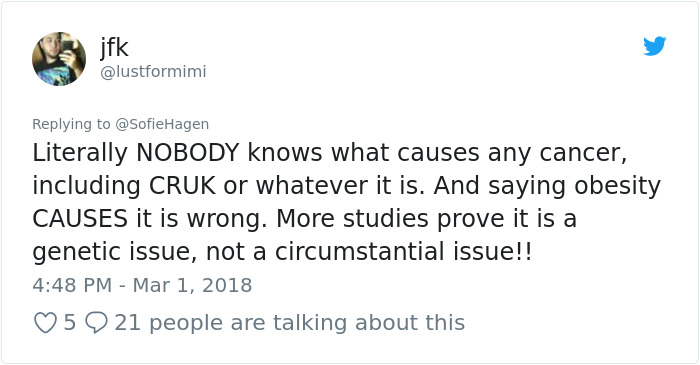 Plus-Size Comedian Accuses Cancer Research Ads Of Fat-Shaming, And Here's How They Reply Plus-Size Comedian Accuses Cancer Research Ads Of Fat-Shaming, And Here's How They Reply