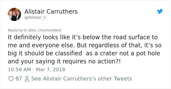 The Internet Can't Stop Trolling This County's Tweet Showing How They Deal With Potholes