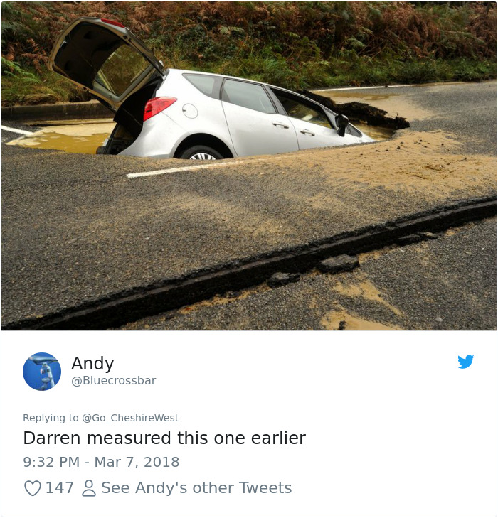 The Internet Can't Stop Trolling This County's Tweet Showing How They Deal With Potholes The Internet Can't Stop Trolling This County's Tweet Showing How They Deal With Potholes