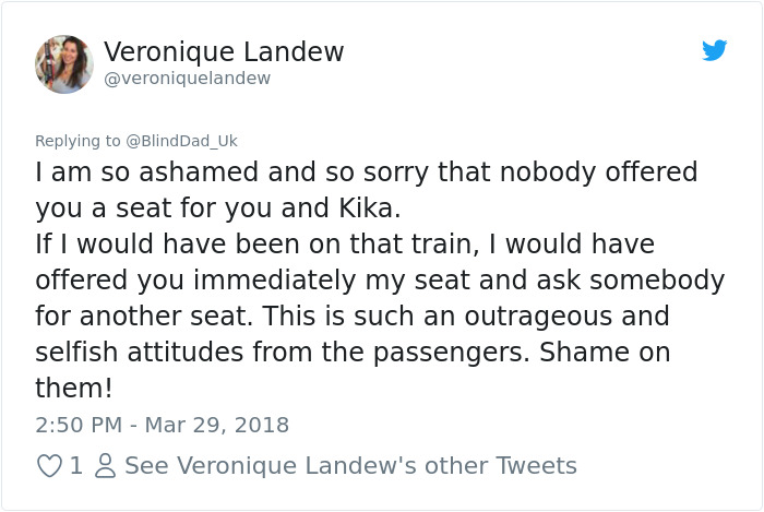Blind Man Left In 'Tears' After Nobody Gave Up Their Seat For Him And His Guide Dog On The Train Blind Man Left In 'Tears' After Nobody Gave Up Their Seat For Him And His Guide Dog On The Train
