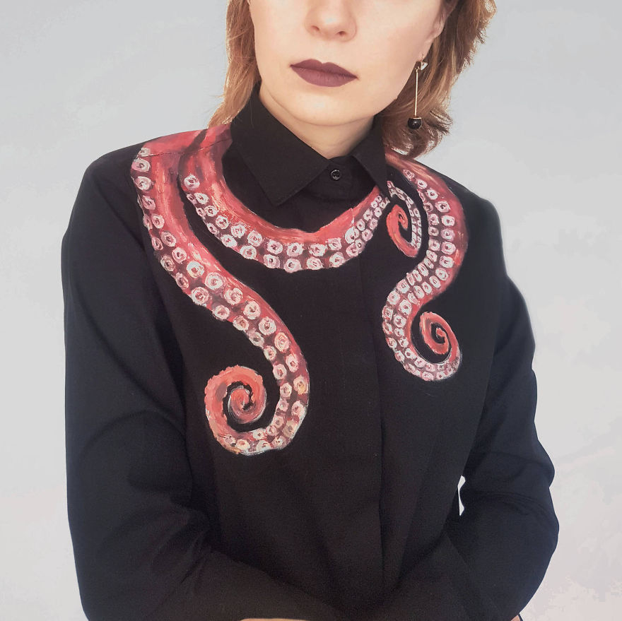 I Used Shirts As A Canvas And Painted Unique And Eye-Catching Designs To Show How Boring Shirt Can Be Turned To The Coolest Clothing
