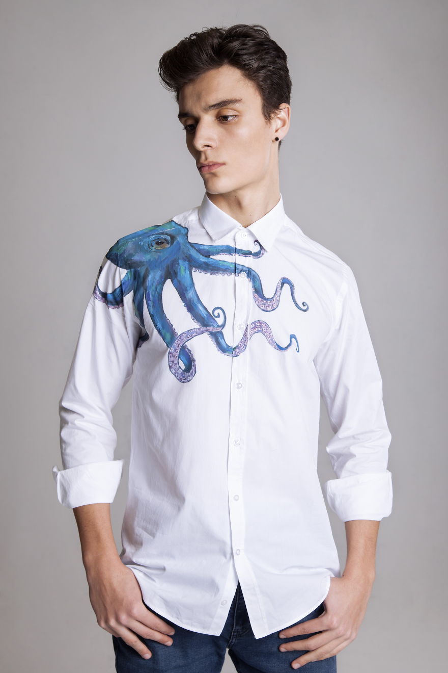 I Used Shirts As A Canvas And Painted Unique And Eye-Catching Designs To Show How Boring Shirt Can Be Turned To The Coolest Clothing