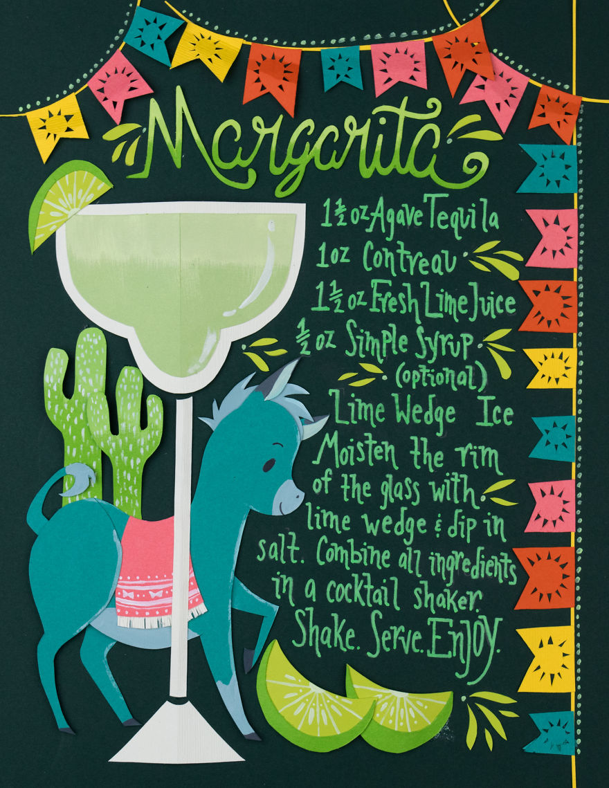 I Illustrated 50 Classic Cocktails From Cut Paper, And Made A Book