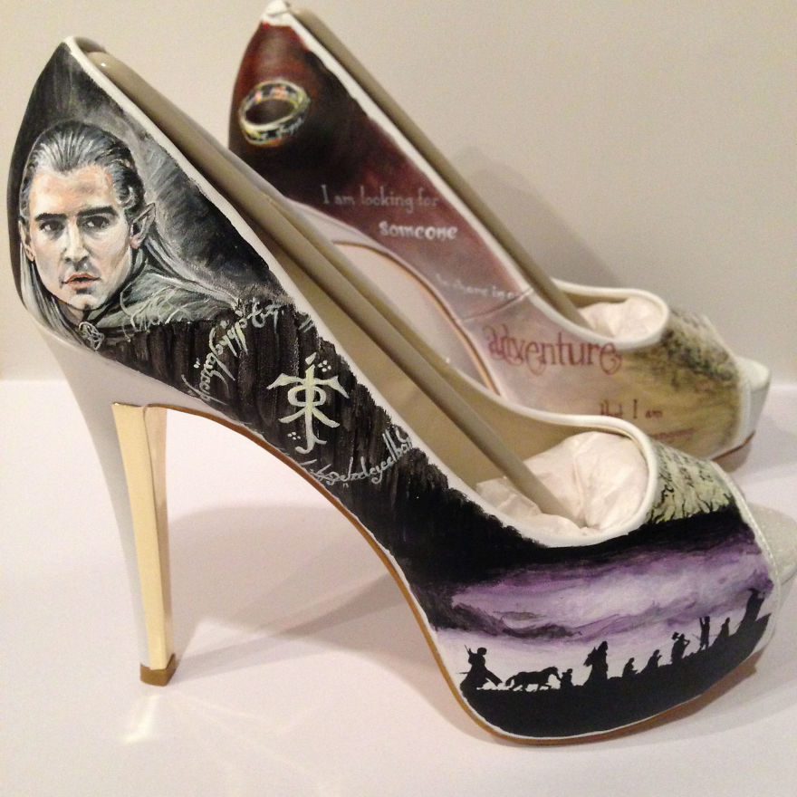 I Painted LOTR Characters On A Pair Of Boring White Heels