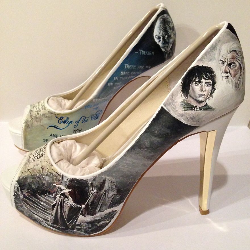 I Painted LOTR Characters On A Pair Of Boring White Heels