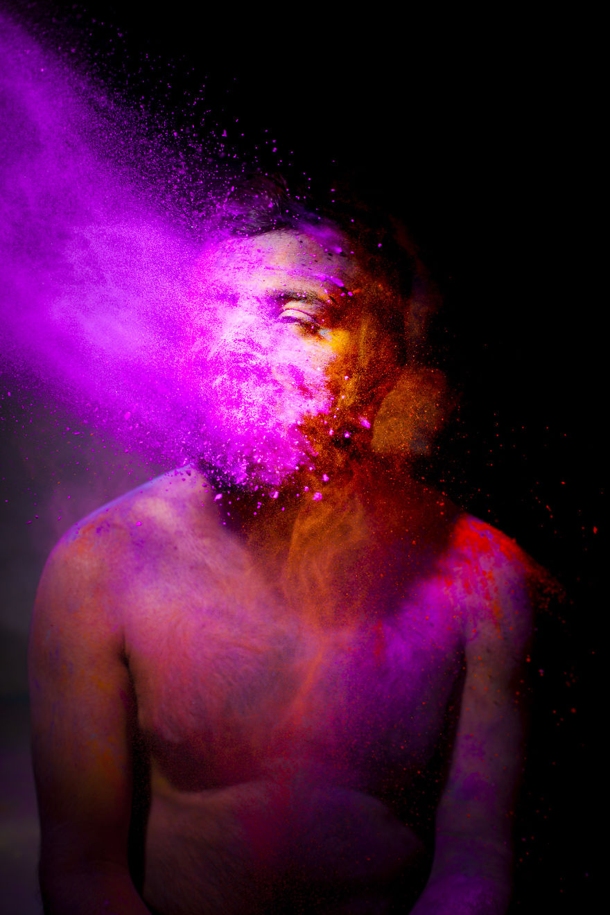 Got Bored Of Regular Holi Portraits So I Took Out My Camera To Play With Light