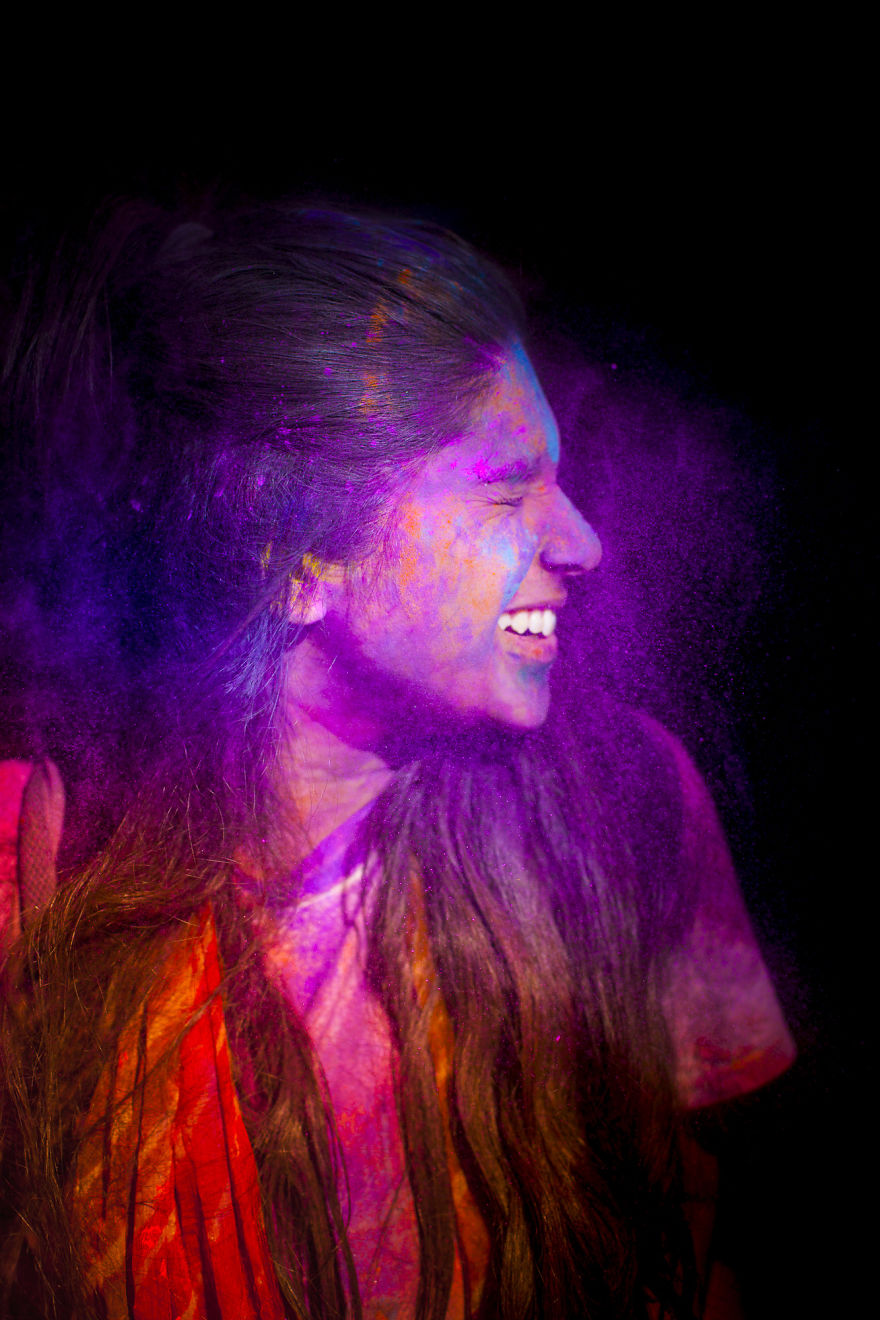 Got Bored Of Regular Holi Portraits So I Took Out My Camera To Play With Light Got Bored Of Regular Holi Portraits So I Took Out My Camera To Play With Light