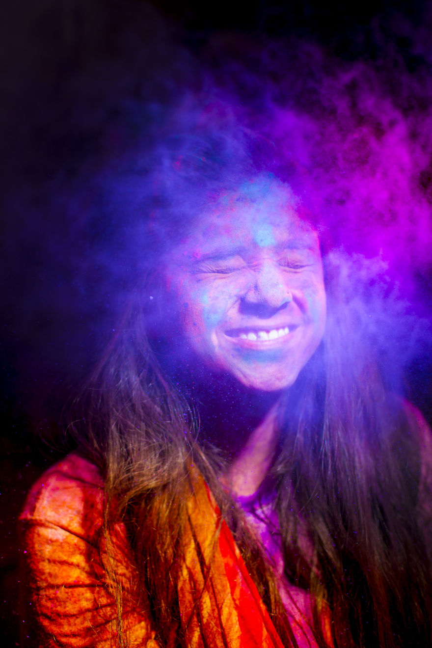 Got Bored Of Regular Holi Portraits So I Took Out My Camera To Play With Light