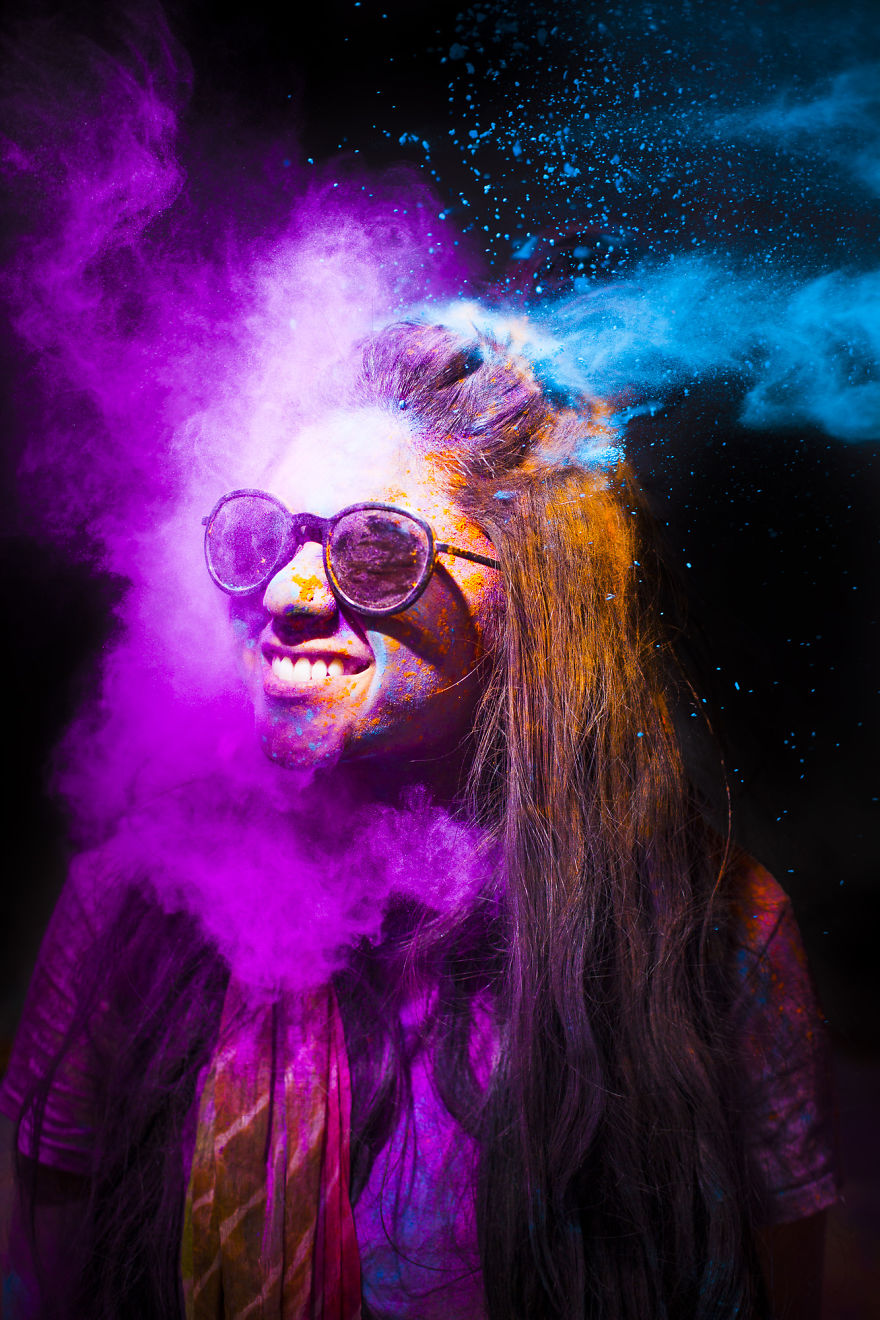 Got Bored Of Regular Holi Portraits So I Took Out My Camera To Play With Light Got Bored Of Regular Holi Portraits So I Took Out My Camera To Play With Light