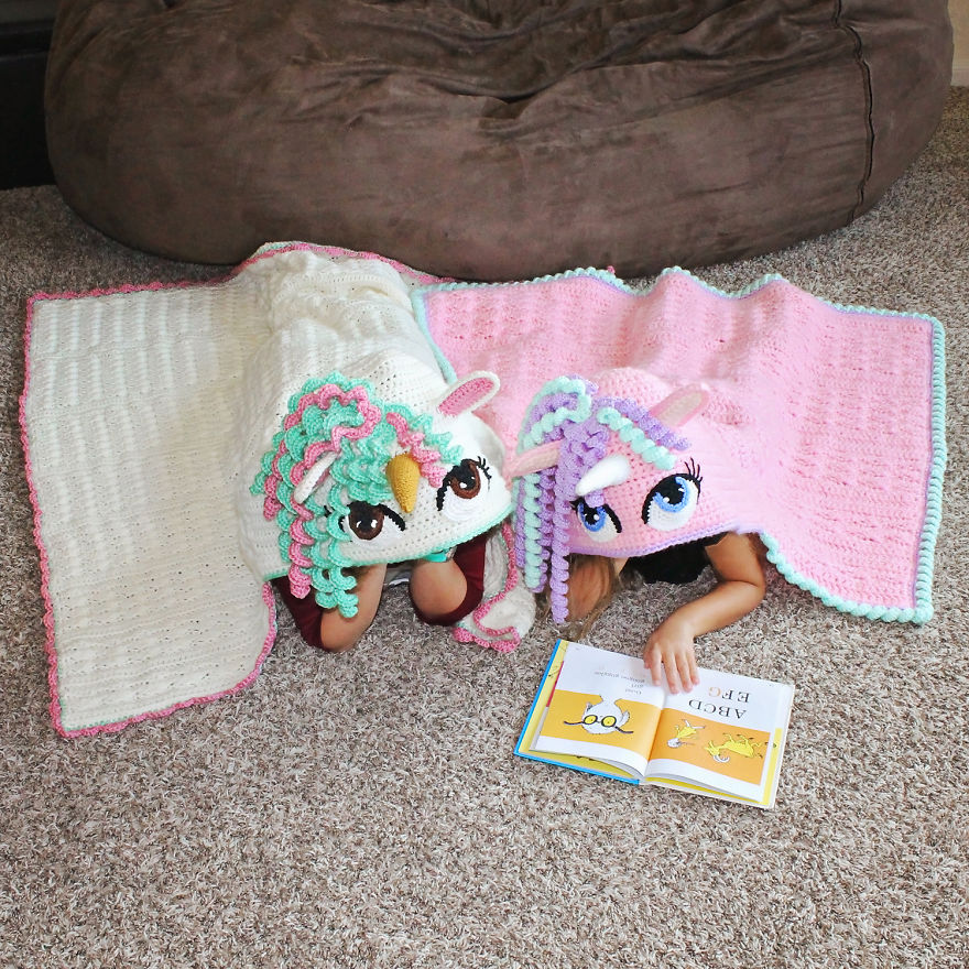 Crochet Hooded Unicorn Blanket