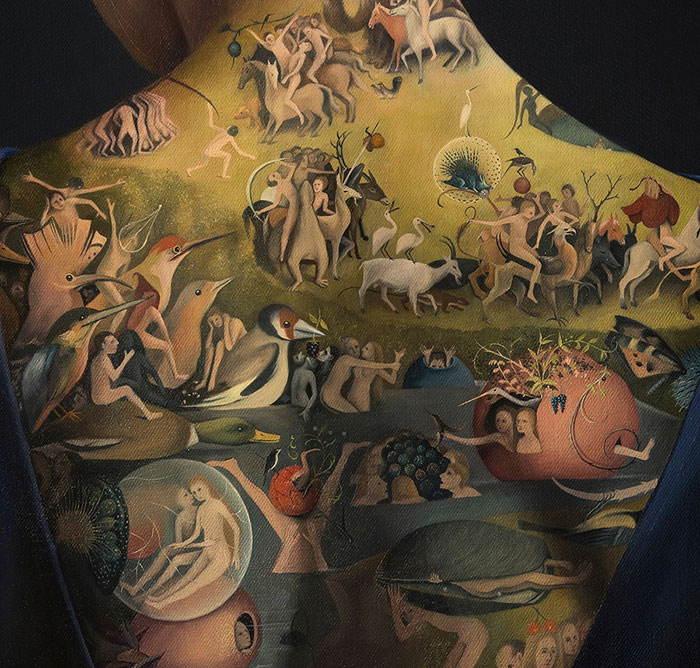 Back art tattoo inspired by Bosch's "Garden of Earthly Delights," designed by artist Agnieszka Nienartowicz. Back art tattoo inspired by Bosch's "Garden of Earthly Delights," designed by artist Agnieszka Nienartowicz.