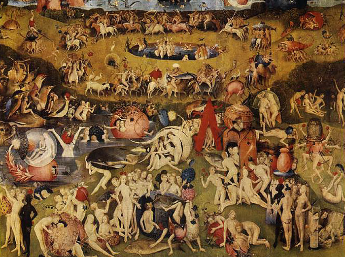 Art tattoo inspired by Bosch's "Garden of Earthly Delights" by Agnieszka Nienartowicz, detailed and intricate design. Art tattoo inspired by Bosch's "Garden of Earthly Delights" by Agnieszka Nienartowicz, detailed and intricate design.