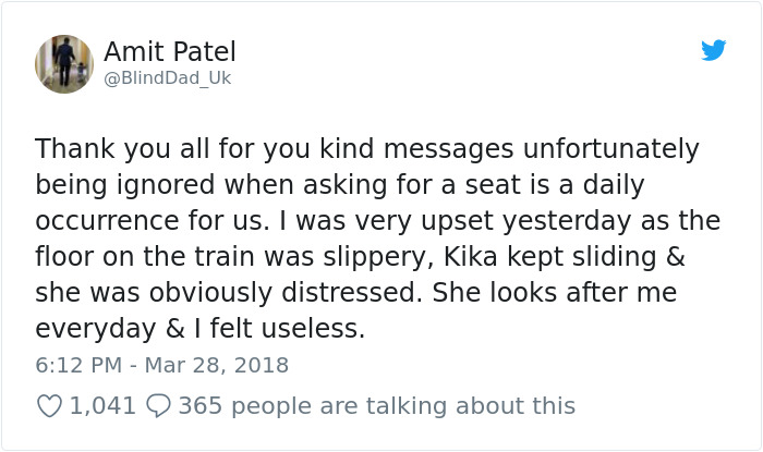 Blind Man Left In 'Tears' After Nobody Gave Up Their Seat For Him And His Guide Dog On The Train