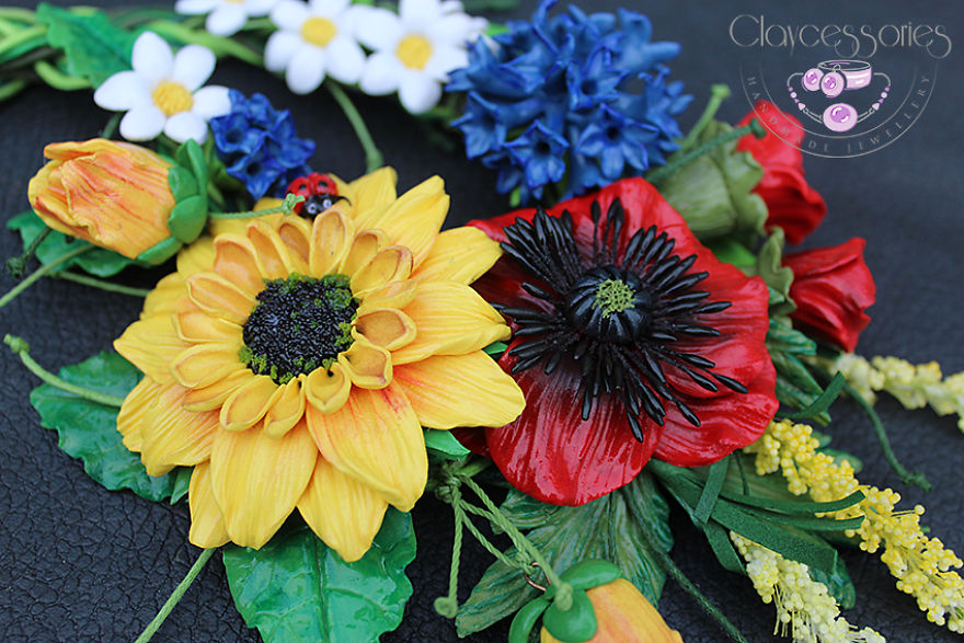 I Use Polymer Clay To Create Floral Jewellery