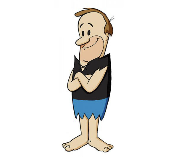 Cartoonist in a Flintstones style illustration, arms crossed, showcasing unique cartoon drawing skills.