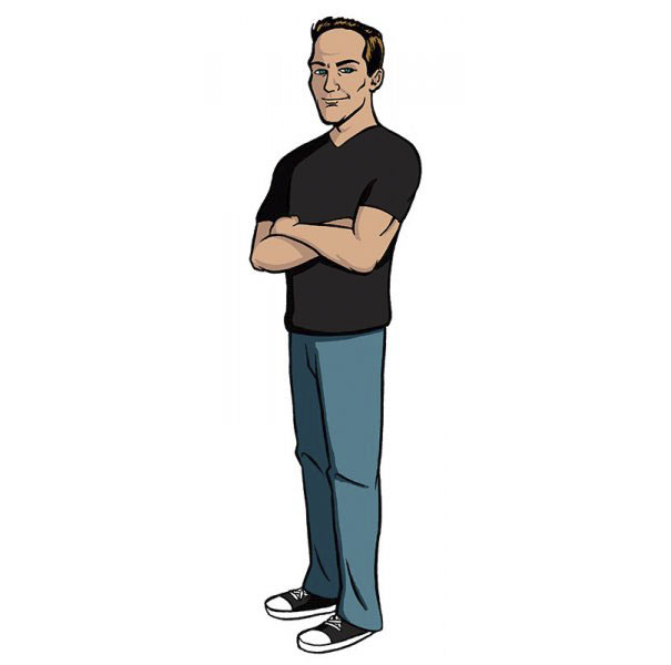 Cartoonist self-portrait in one of 100 different cartoon styles, wearing a black shirt and green pants.