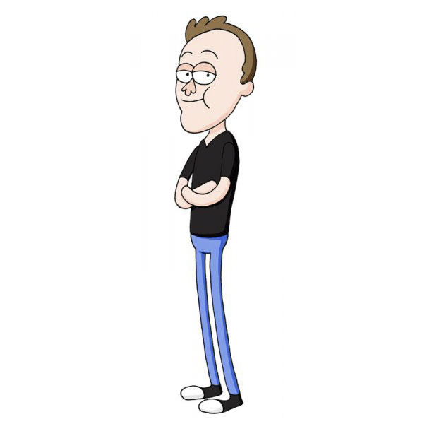 Cartoonist's self-portrait in unique style, with crossed arms and a casual outfit, showcasing diversity in cartoon designs.