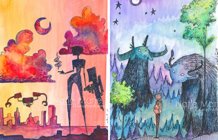 I Paint Whimsical Fantasy Scenes From Ink And Watercolour When I’m Not At Work