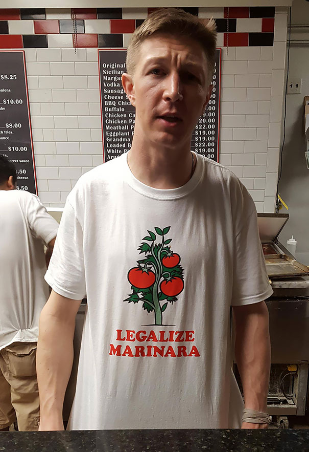 Seen At A Pizza Shop In New Jersey. The Whole Staff Was Wearing Them. Photo Taken With Permission