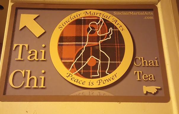 Clever Sign Between A Dojo And A Coffee Shop In My Hometown