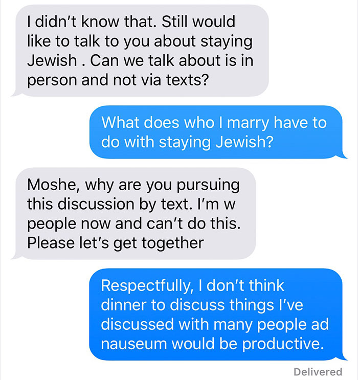 Jewish Aunt Tries To Convince Her Nephew To Dump His Non-Jew GF, And Here's How He Responds