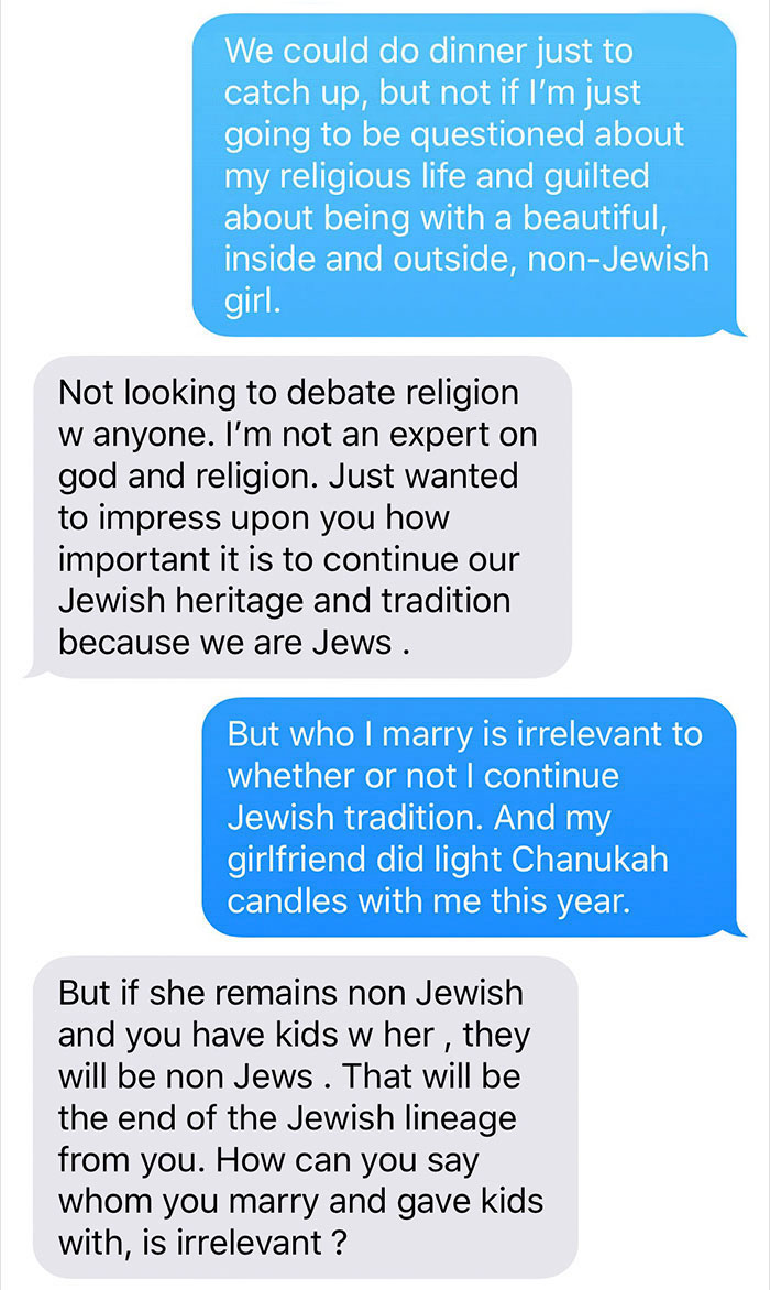 Jewish Aunt Tries To Convince Her Nephew To Dump His Non-Jew GF, And Here's How He Responds