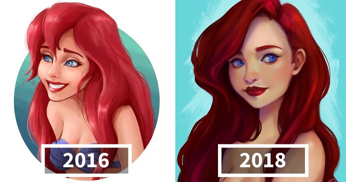 Artist Compares Her Illustrations To Show What Two Years Of Practice Can Do
