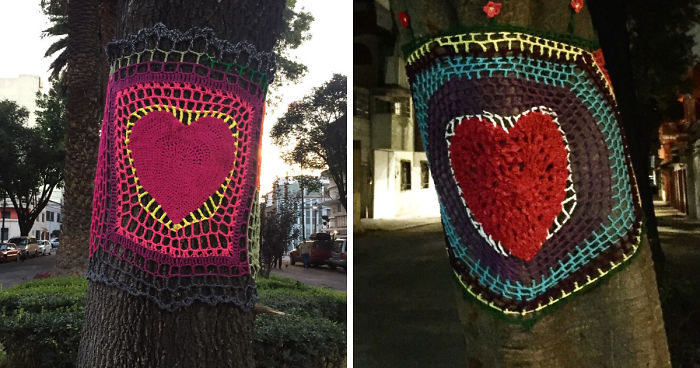 Yarnbombing Hugs In Mexico City After September Earthquake