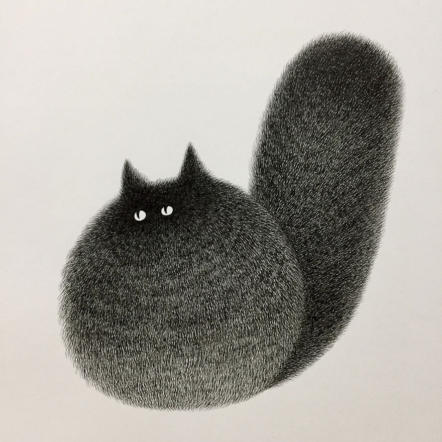 Malaysian Artist Creates Fluffy Cats Using Just Ink And The Result Looks Hauntingly Beautiful