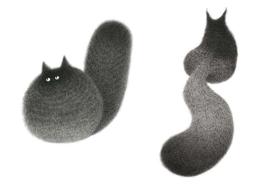 Malaysian Artist Creates Fluffy Cats Using Just Ink And The Result Looks Hauntingly Beautiful