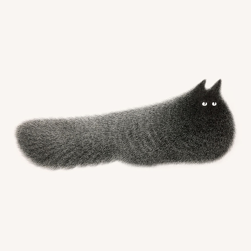 Malaysian Artist Creates Fluffy Cats Using Just Ink And The Result Looks Hauntingly Beautiful