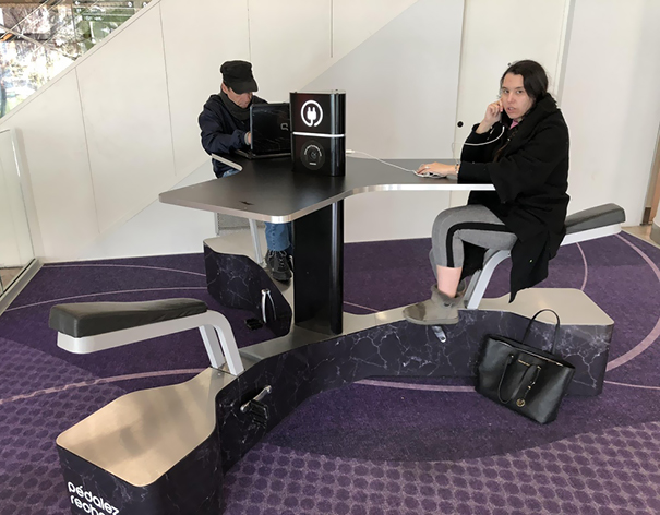 This Phone Charging Station Where You Have To Sit Down And Pedal To Get Power
