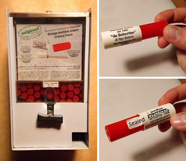 This Tiny Single-Use Pre-Pasted Toothbrush I Got In A Restaurant In Rome