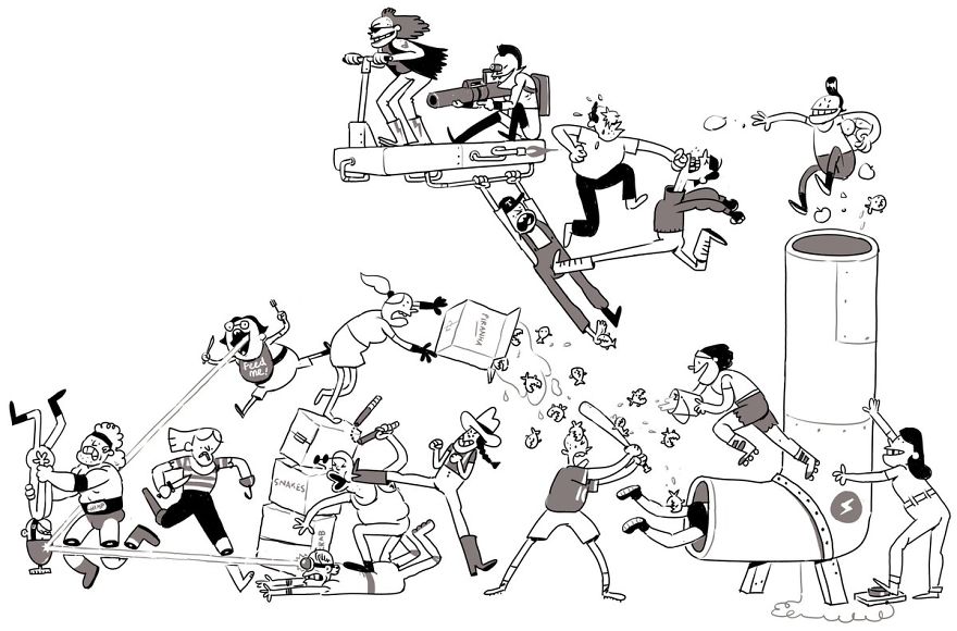 Artist Challenges Himself To Add One Character To Fight Scene A Day Until It Gets Too Big To Upload On Twitter