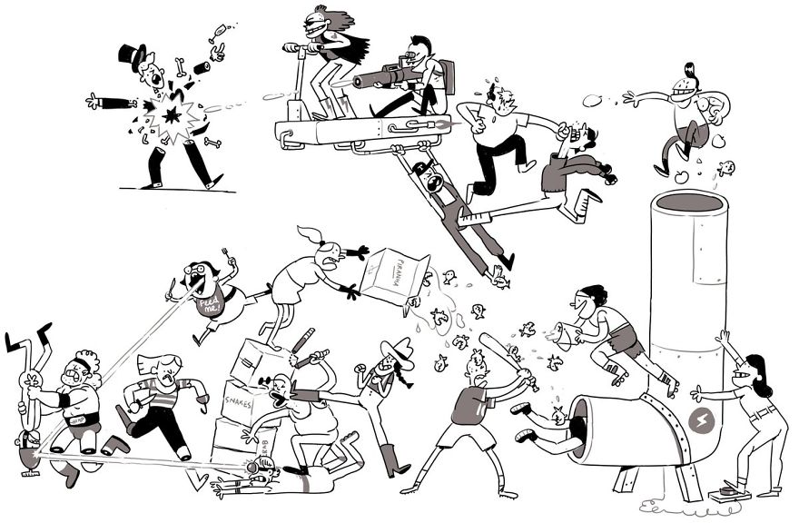 Artist Challenges Himself To Add One Character To Fight Scene A Day Until It Gets Too Big To Upload On Twitter