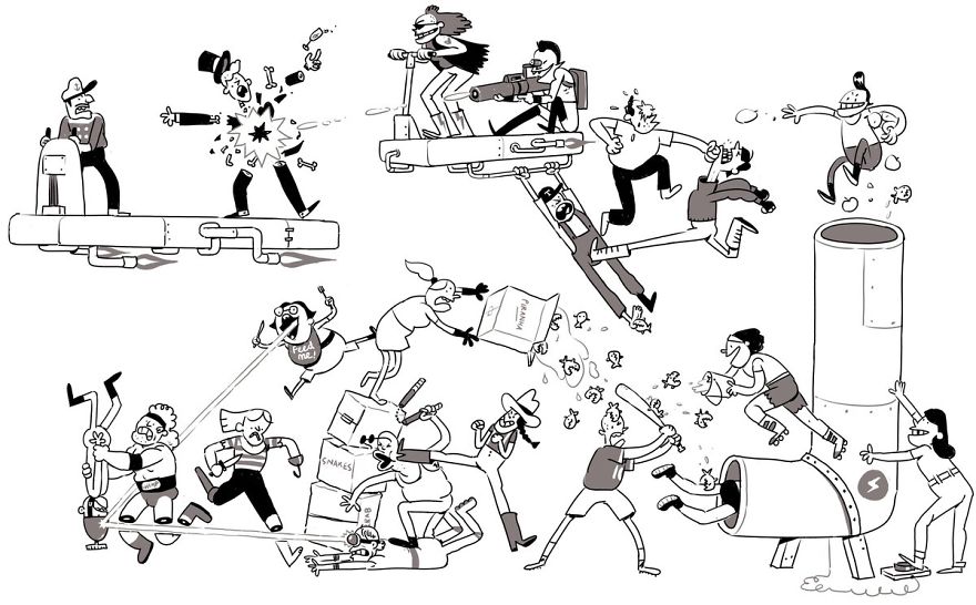 Artist Challenges Himself To Add One Character To Fight Scene A Day Until It Gets Too Big To Upload On Twitter