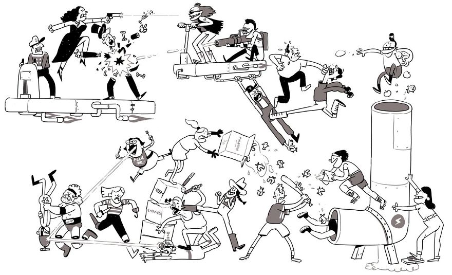 Artist Challenges Himself To Add One Character To Fight Scene A Day Until It Gets Too Big To Upload On Twitter