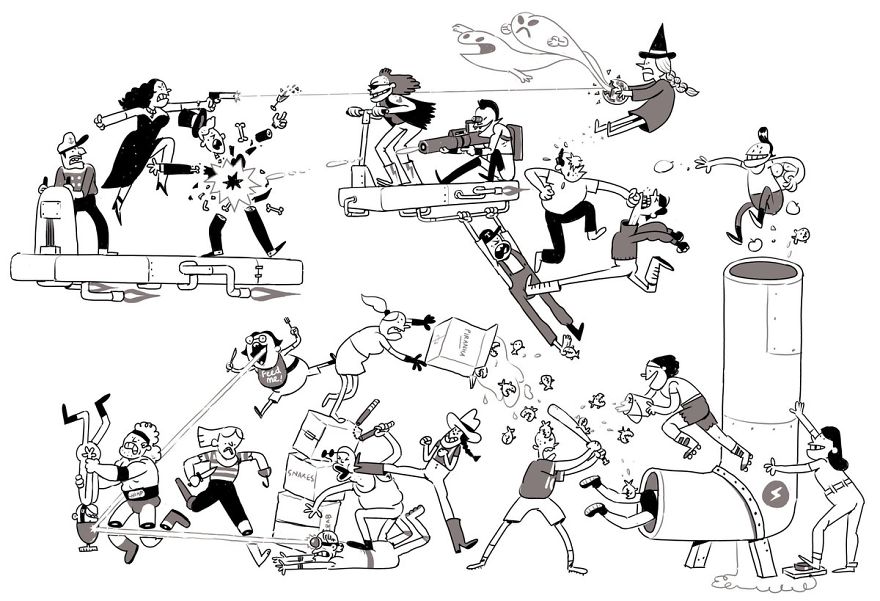 Artist Challenges Himself To Add One Character To Fight Scene A Day Until It Gets Too Big To Upload On Twitter