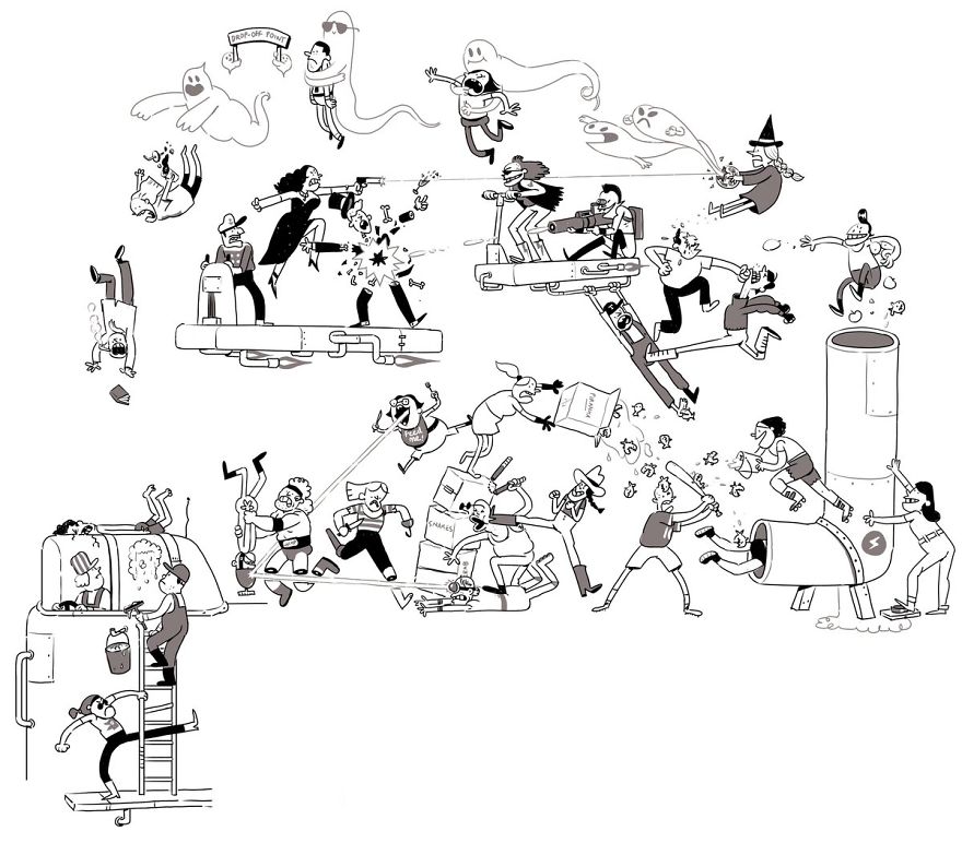 Artist Challenges Himself To Add One Character To Fight Scene A Day Until It Gets Too Big To Upload On Twitter