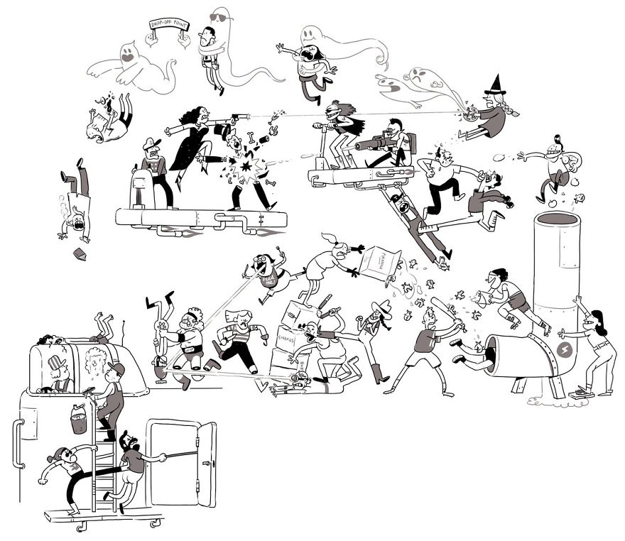 Artist Challenges Himself To Add One Character To Fight Scene A Day Until It Gets Too Big To Upload On Twitter