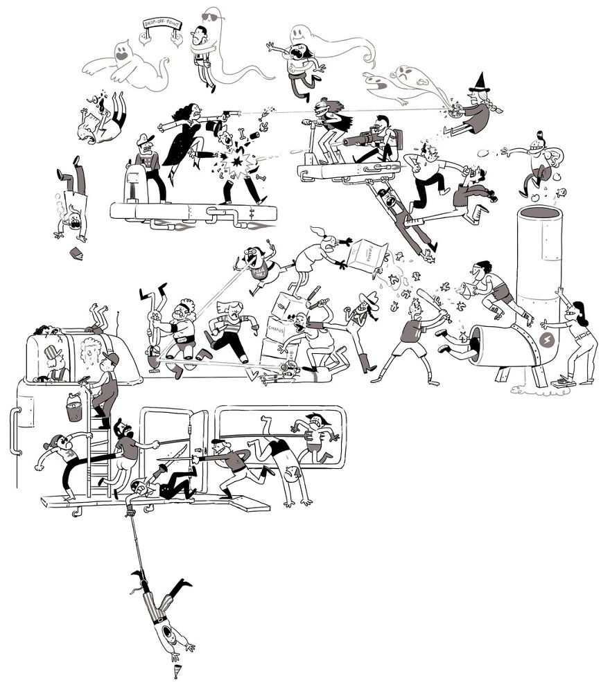 Artist Challenges Himself To Add One Character To Fight Scene A Day Until It Gets Too Big To Upload On Twitter